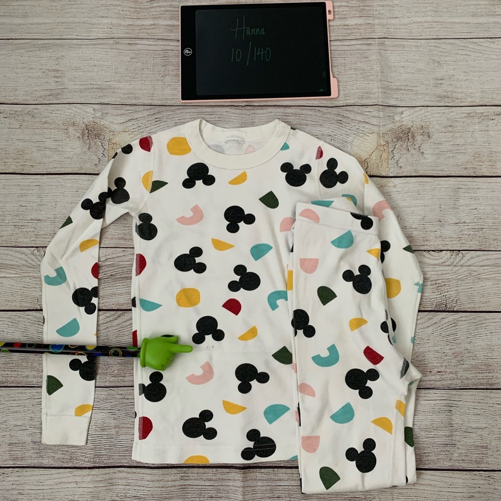 Hanna Andersson Kids Pajama Set - White with Mickey Print